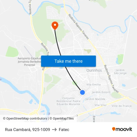 Rua Cambará, 925-1009 to Fatec map