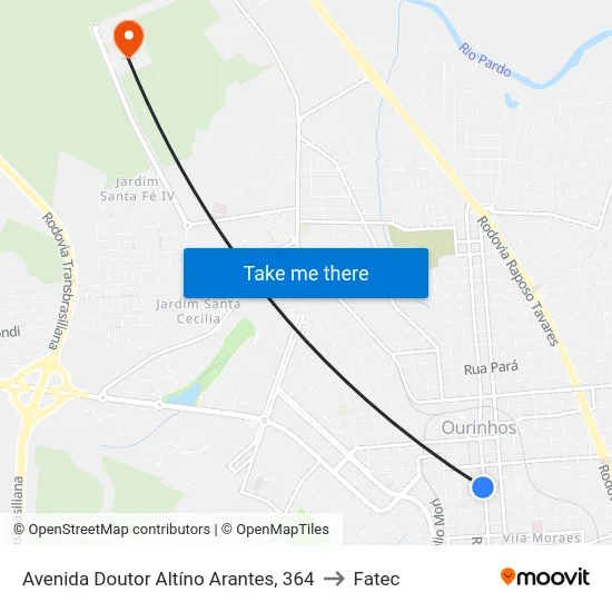 Avenida Doutor Altíno Arantes, 364 to Fatec map