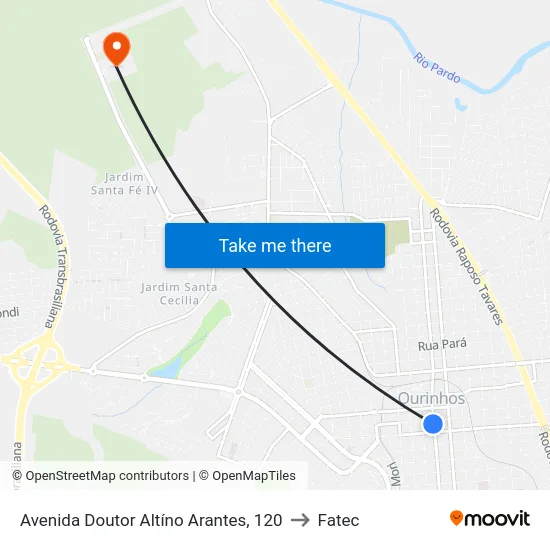 Avenida Doutor Altíno Arantes, 120 to Fatec map