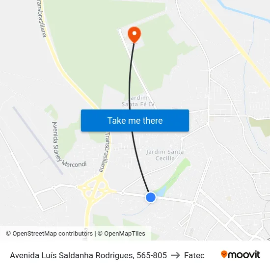 Avenida Luís Saldanha Rodrigues, 565-805 to Fatec map
