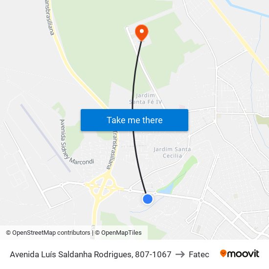 Avenida Luís Saldanha Rodrigues, 807-1067 to Fatec map