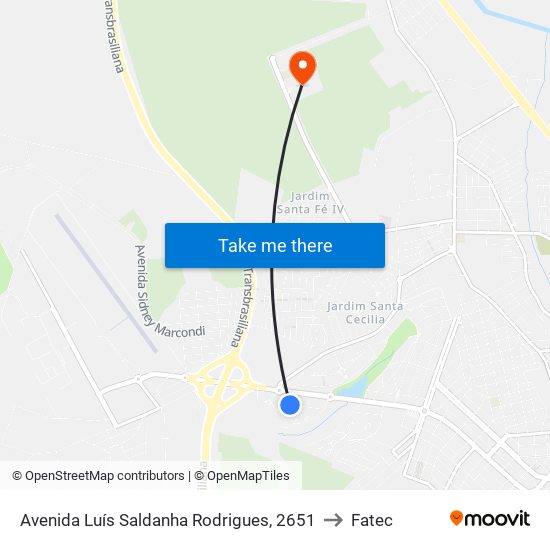 Avenida Luís Saldanha Rodrigues, 2651 to Fatec map