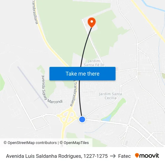 Avenida Luís Saldanha Rodrigues, 1227-1275 to Fatec map