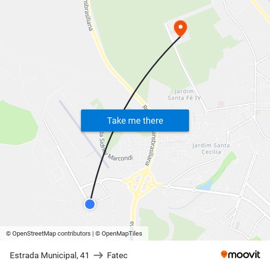 Estrada Municipal, 41 to Fatec map