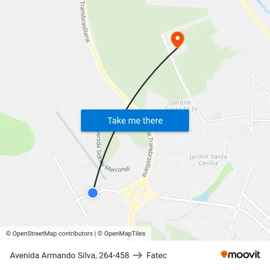 Avenida Armando Silva, 264-458 to Fatec map