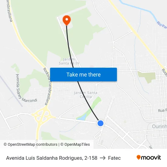 Avenida Luís Saldanha Rodrigues, 2-158 to Fatec map