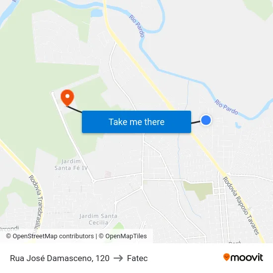 Rua José Damasceno, 120 to Fatec map
