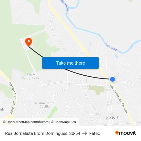 Rua Jornalista Erom Domingues, 20-64 to Fatec map