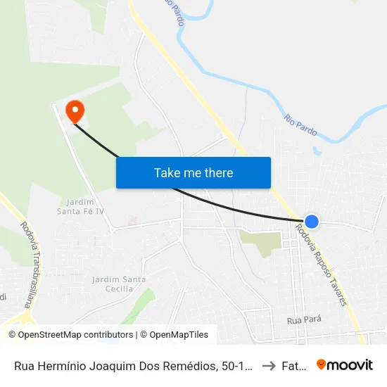 Rua Hermínio Joaquim Dos Remédios, 50-106 to Fatec map