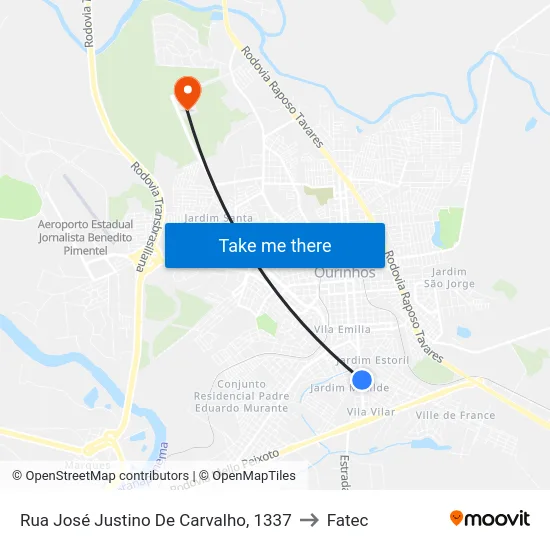Rua José Justino De Carvalho, 1337 to Fatec map