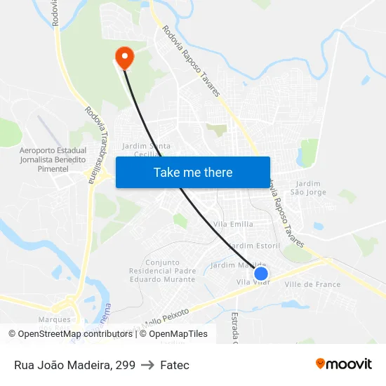 Rua João Madeira, 299 to Fatec map