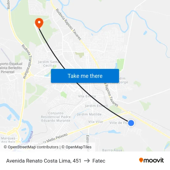 Avenida Renato Costa Lima, 451 to Fatec map