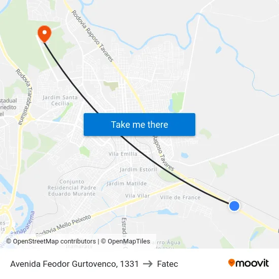 Avenida Feodor Gurtovenco, 1331 to Fatec map