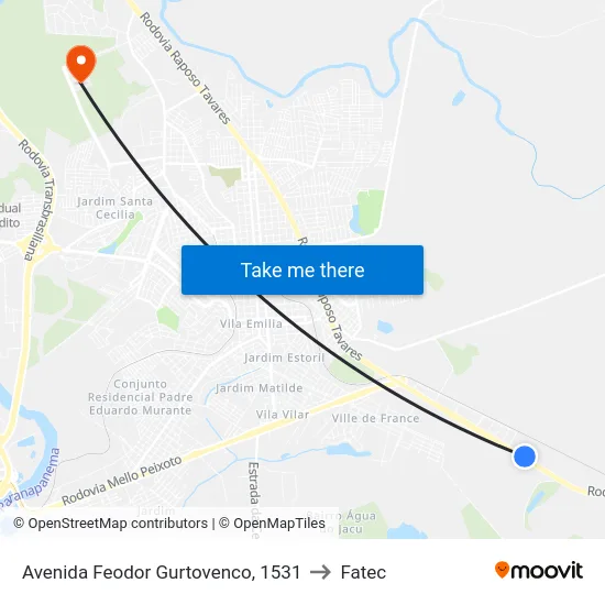 Avenida Feodor Gurtovenco, 1531 to Fatec map