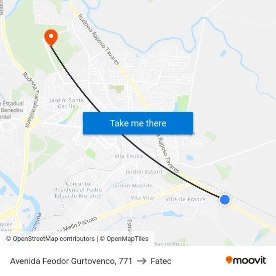 Avenida Feodor Gurtovenco, 771 to Fatec map