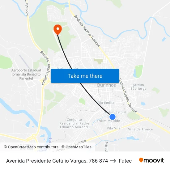 Avenida Presidente Getúlio Vargas, 786-874 to Fatec map