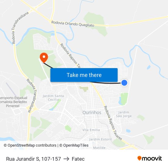Rua Jurandir S, 107-157 to Fatec map