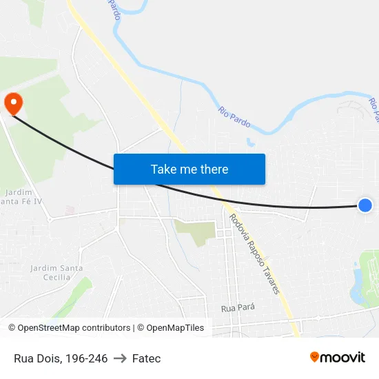 Rua Dois, 196-246 to Fatec map