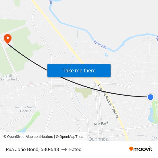 Rua João Bond, 530-648 to Fatec map