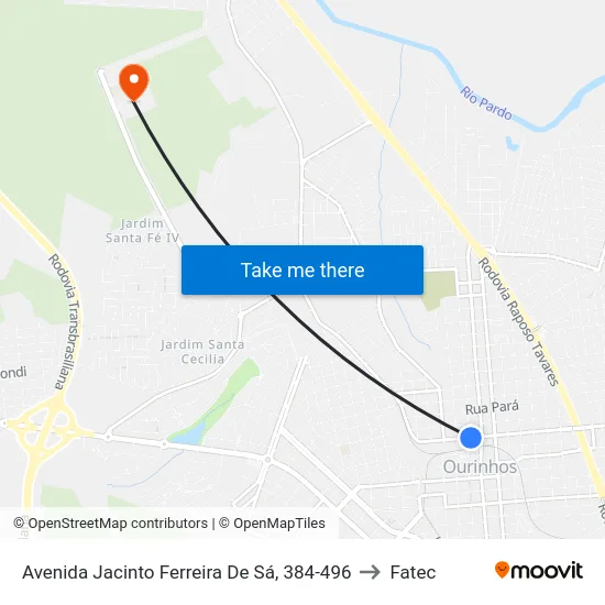 Avenida Jacinto Ferreira De Sá, 384-496 to Fatec map