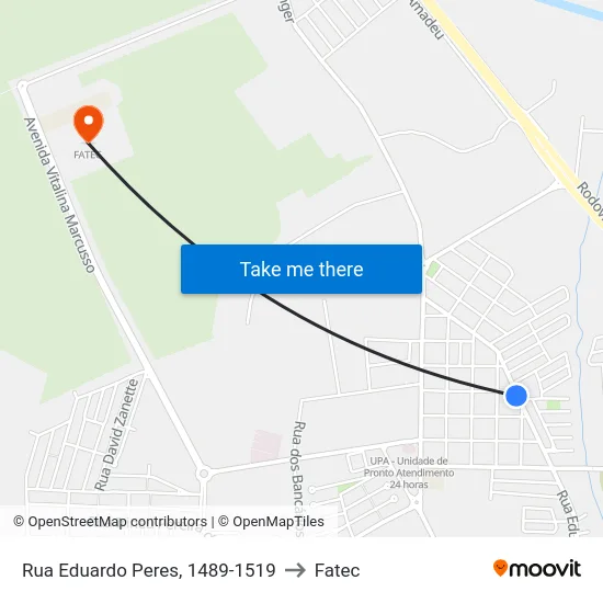 Rua Eduardo Peres, 1489-1519 to Fatec map