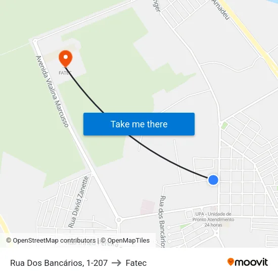 Rua Dos Bancários, 1-207 to Fatec map