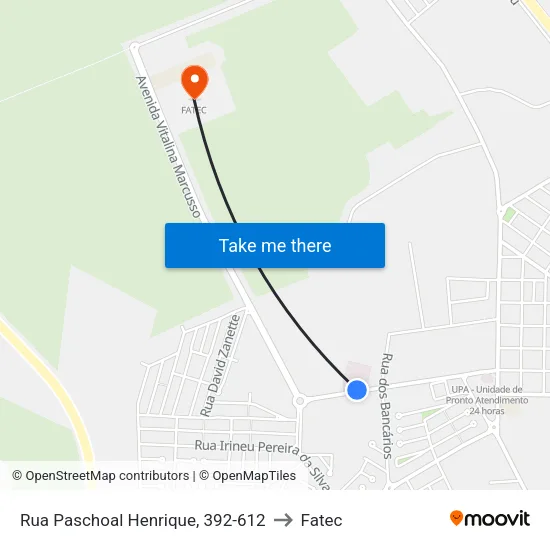 Rua Paschoal Henrique, 392-612 to Fatec map