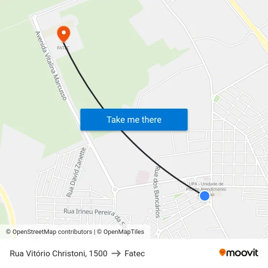 Rua Vitório Christoni, 1500 to Fatec map