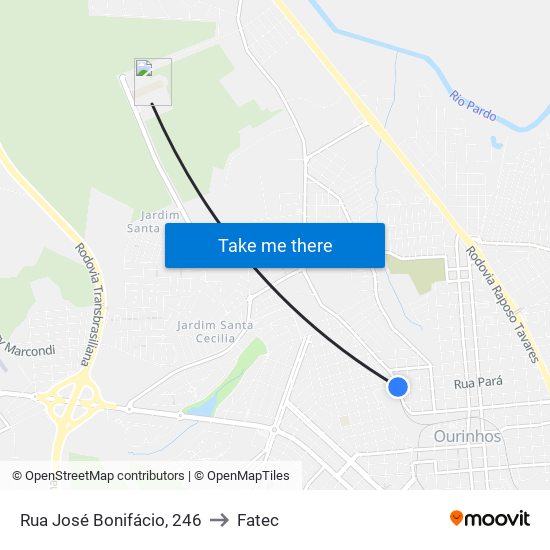 Rua José Bonifácio, 246 to Fatec map