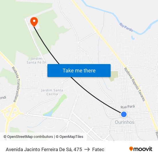 Avenida Jacinto Ferreira De Sá, 475 to Fatec map