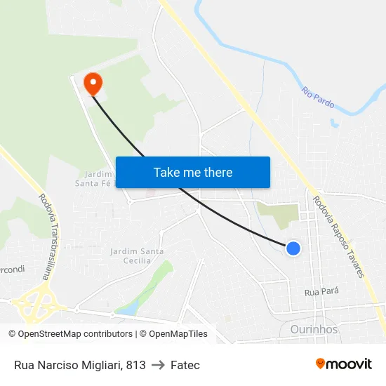 Rua Narciso Migliari, 813 to Fatec map