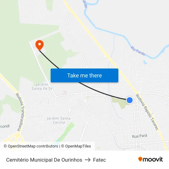 Cemitério Municipal De Ourinhos to Fatec map