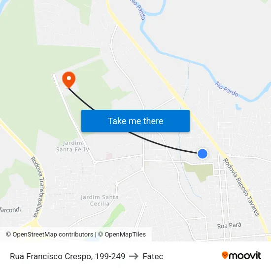 Rua Francisco Crespo, 199-249 to Fatec map