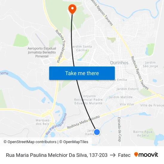 Rua Maria Paulina Melchior Da Silva, 137-203 to Fatec map