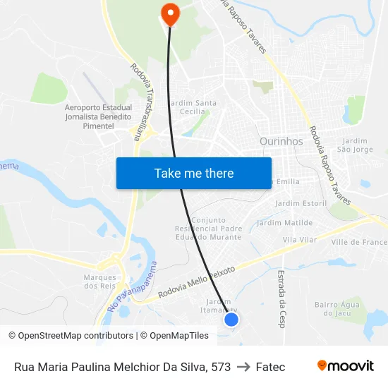 Rua Maria Paulina Melchior Da Silva, 573 to Fatec map
