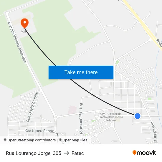 Rua Lourenço Jorge, 305 to Fatec map