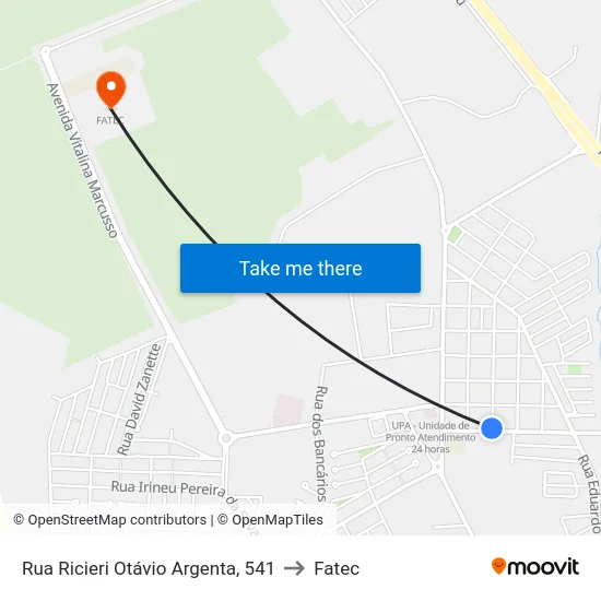 Rua Ricieri Otávio Argenta, 541 to Fatec map