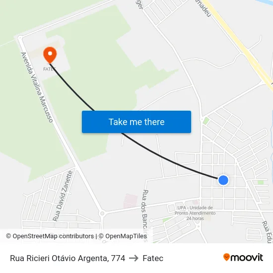 Rua Ricieri Otávio Argenta, 774 to Fatec map
