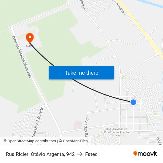 Rua Ricieri Otávio Argenta, 942 to Fatec map