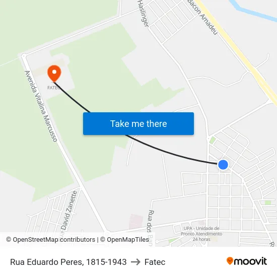 Rua Eduardo Peres, 1815-1943 to Fatec map