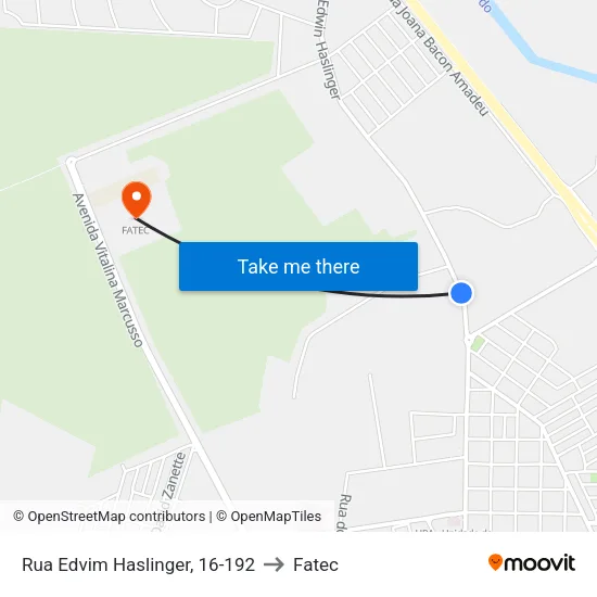 Rua Edvim Haslinger, 16-192 to Fatec map