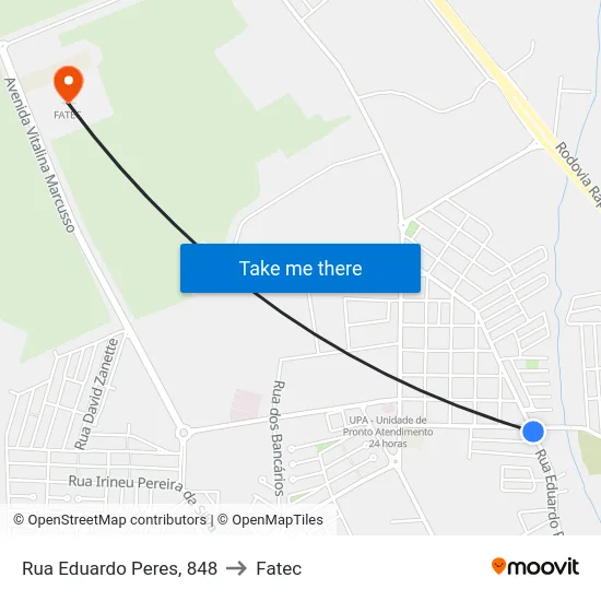 Rua Eduardo Peres, 848 to Fatec map