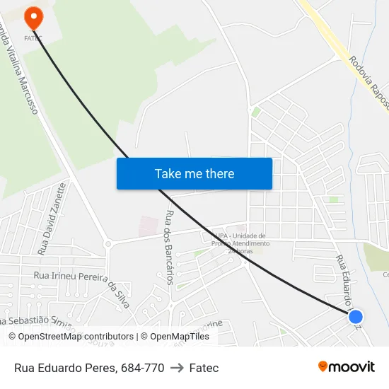 Rua Eduardo Peres, 684-770 to Fatec map