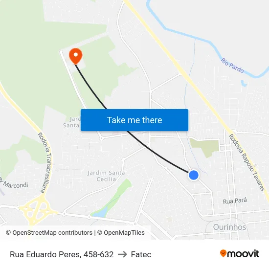 Rua Eduardo Peres, 458-632 to Fatec map