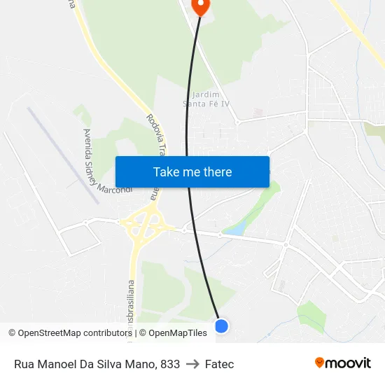 Rua Manoel Da Silva Mano, 833 to Fatec map