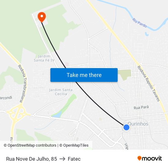 Rua Nove De Julho, 85 to Fatec map