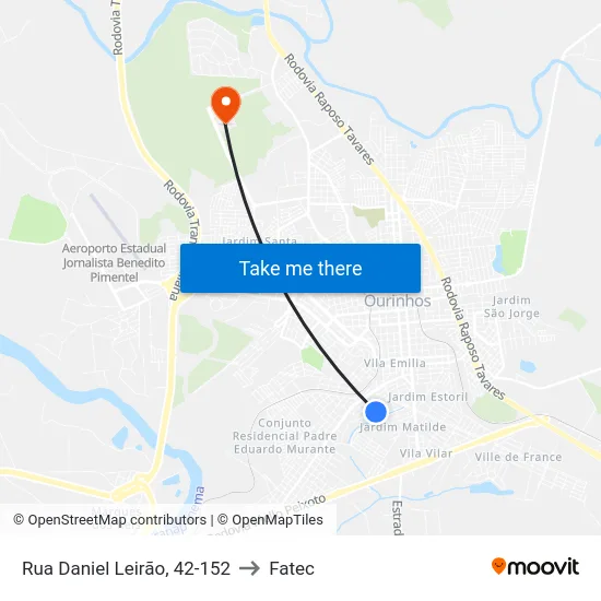 Rua Daniel Leirão, 42-152 to Fatec map