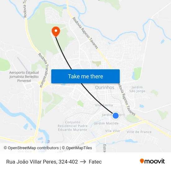 Rua João Villar Peres, 324-402 to Fatec map