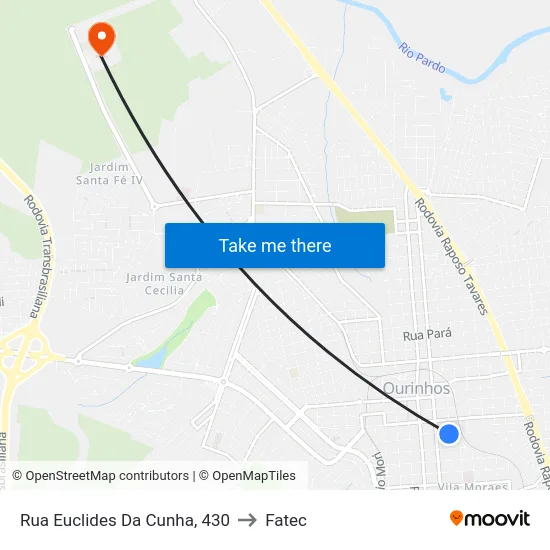 Rua Euclides Da Cunha, 430 to Fatec map