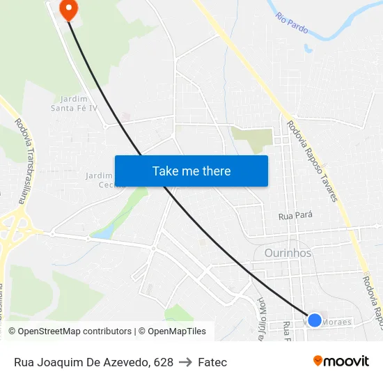Rua Joaquim De Azevedo, 628 to Fatec map